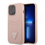Guess iPhone 13 Pro Skal Saffiano Double Cardslot Rosa