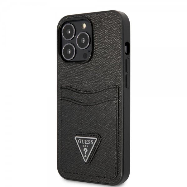 Guess iPhone 13 Pro Skal Saffiano Double Cardslot Svart