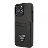 Guess iPhone 13 Pro Skal Saffiano Double Cardslot Svart