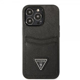 Guess iPhone 13 Pro Skal Saffiano Double Cardslot Svart