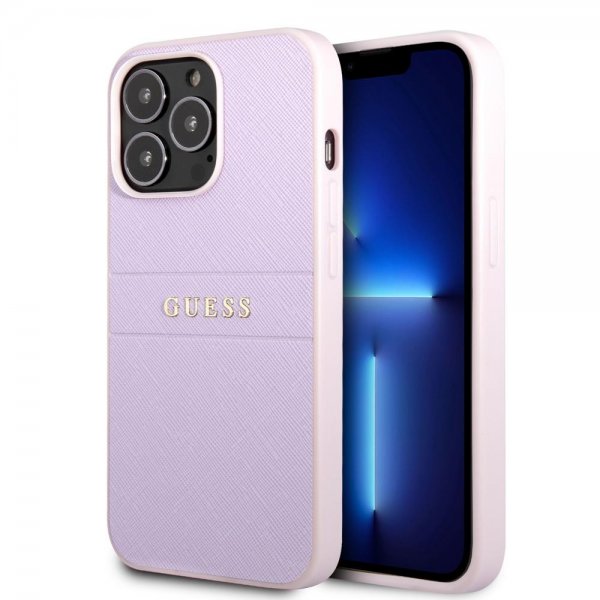 Guess iPhone 13 Pro Skal Saffiano Metal Logo Lila