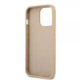 Guess iPhone 13 Pro Skal Saffiano Metal Triangle Beige