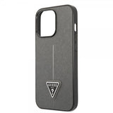 Guess iPhone 13 Pro Skal Saffiano Metal Triangle Silver