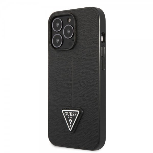 Guess iPhone 13 Pro Skal Saffiano Metal Triangle Svart