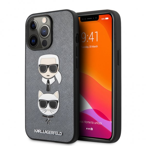 Karl Lagerfeld iPhone 13 Pro Skal Saffiano Silver