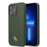 Guess iPhone 13 Pro Skal Silicone Metal Logo 4G Grön