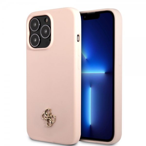 Guess iPhone 13 Pro Skal Silicone Metal Logo 4G Light Pink