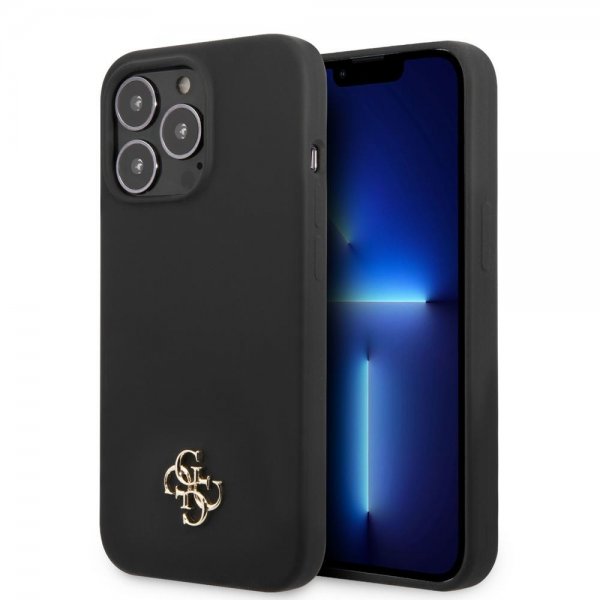 Guess iPhone 13 Pro Skal Silicone Metal Logo 4G Svart