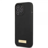 Guess iPhone 13 Pro Skal Silicone Metal Plate MagSafe Svart