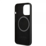 Guess iPhone 13 Pro Skal Silicone Metal Plate MagSafe Svart