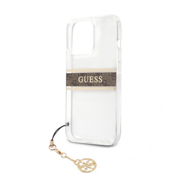 Guess iPhone 13 Pro Skal Stripe Charm Brun