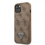 Guess iPhone 13 Skal Double Cardslot Metal Triangle Brun