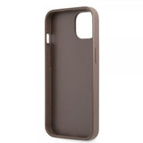 Guess iPhone 13 Skal Double Cardslot Metal Triangle Brun