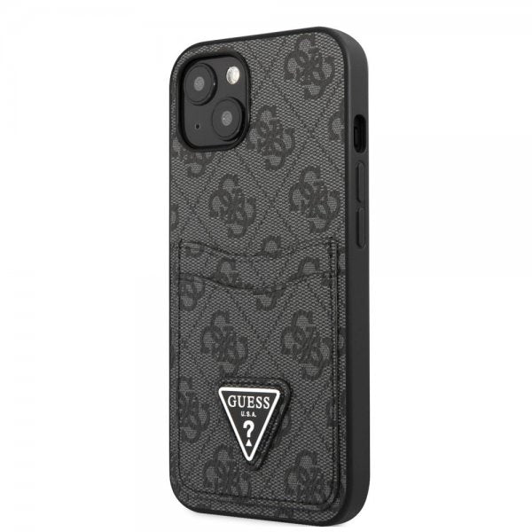 Guess iPhone 13 Skal Double Cardslot Metal Triangle Svart