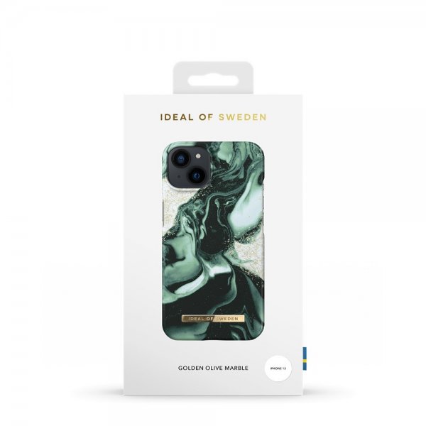 Ideal of Sweden iPhone 13 Skal Fashion Case Golden Olive Marble