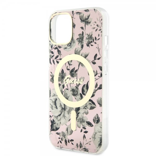 Guess iPhone 13 Skal Flower MagSafe Rosa