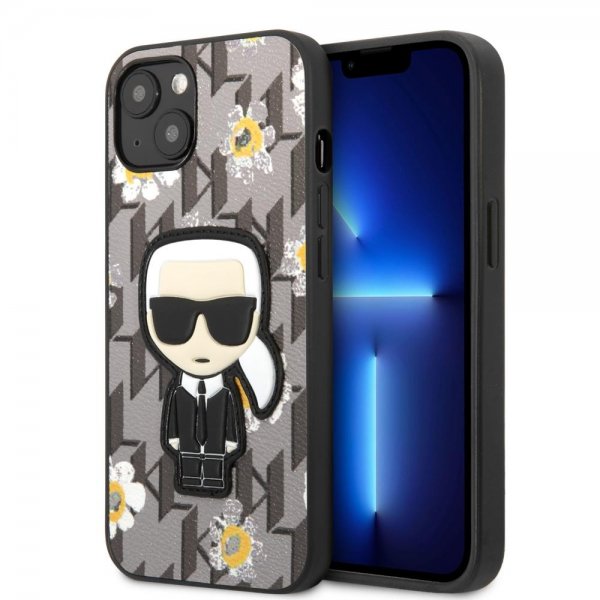 Karl Lagerfeld iPhone 13 Skal Flower Monogram Iconic Patch Grå