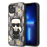 Karl Lagerfeld iPhone 13 Skal Flower Monogram Iconic Patch Grå