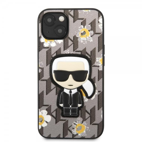 Karl Lagerfeld iPhone 13 Skal Flower Monogram Iconic Patch Grå