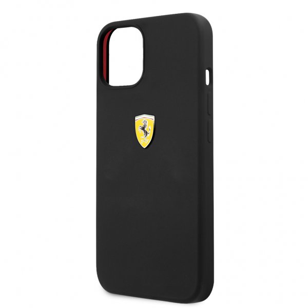 Ferrari iPhone 13 Skal Liquid Silicone Metal Logo Svart