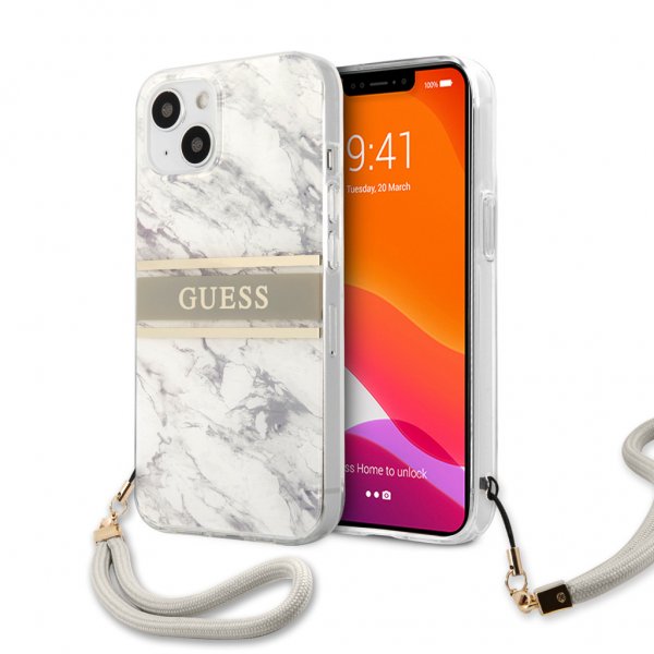 Guess iPhone 13 Skal Marble Design Stripe Grå