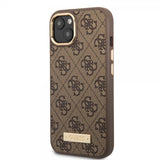 Guess iPhone 13 Skal Metal Plate Logo MagSafe Brun