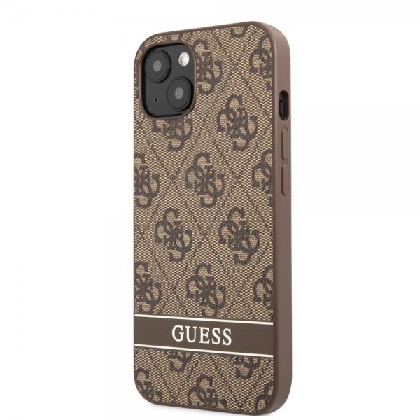 Guess iPhone 13 Skal Printed Stripe Bottom Brun
