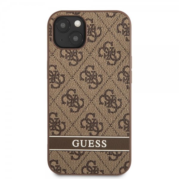 Guess iPhone 13 Skal Printed Stripe Bottom Brun