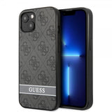 Guess iPhone 13 Skal Printed Stripe Bottom Grå