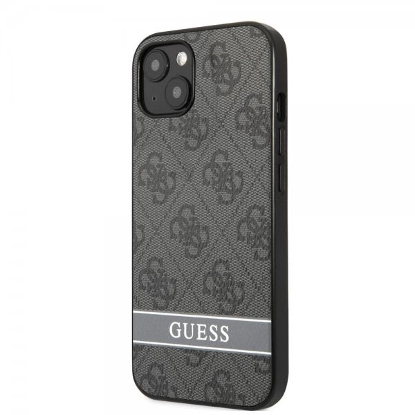 Guess iPhone 13 Skal Printed Stripe Bottom Grå