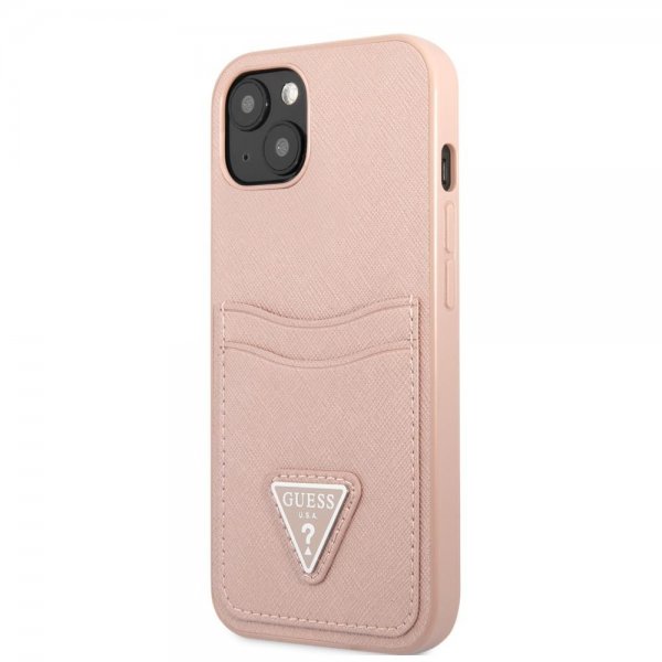 Guess iPhone 13 Skal Saffiano Double Cardslot Rosa