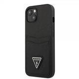 Guess iPhone 13 Skal Saffiano Double Cardslot Svart