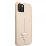 Guess iPhone 13 Skal Saffiano Metal Triangle Beige