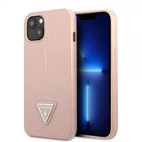 Guess iPhone 13 Skal Saffiano Metal Triangle Rosa