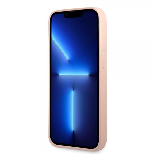 Guess iPhone 13 Skal Saffiano Metal Triangle Rosa