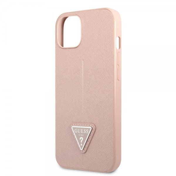 Guess iPhone 13 Skal Saffiano Metal Triangle Rosa