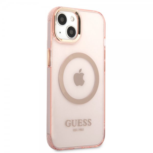 Guess iPhone 13 Skal Translucent MagSafe Rosa