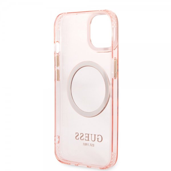 Guess iPhone 13 Skal Translucent MagSafe Rosa