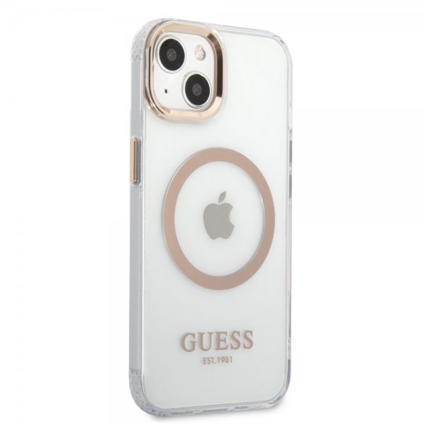 Guess iPhone 13 Skal Transparent MagSafe Guld Transparent