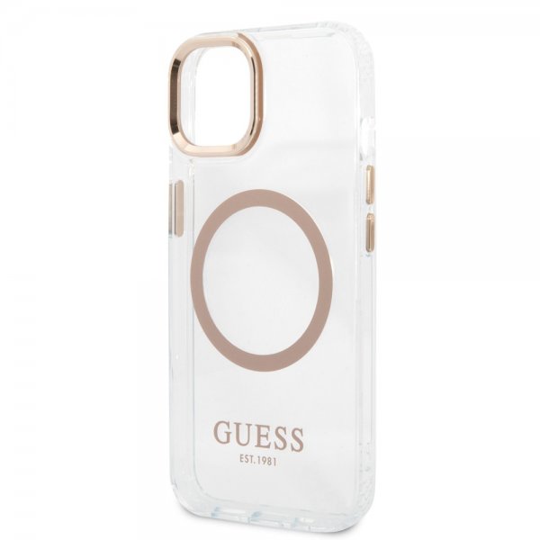Guess iPhone 13 Skal Transparent MagSafe Guld Transparent