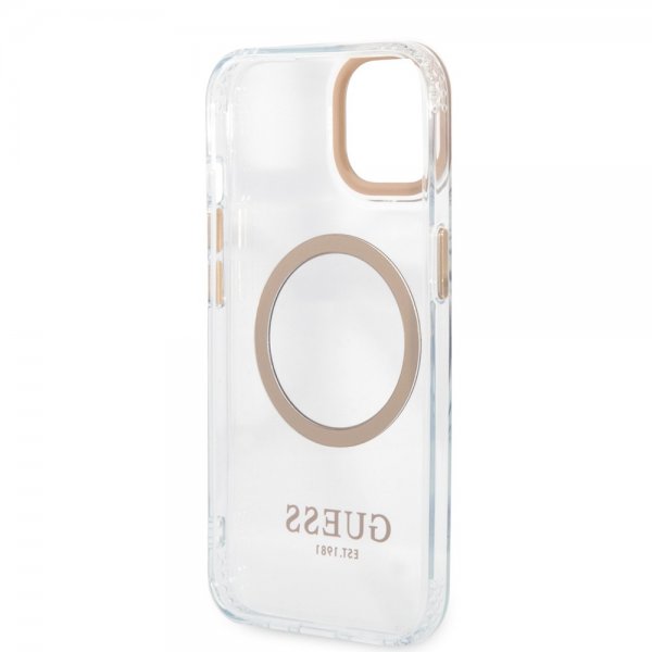 Guess iPhone 13 Skal Transparent MagSafe Guld Transparent