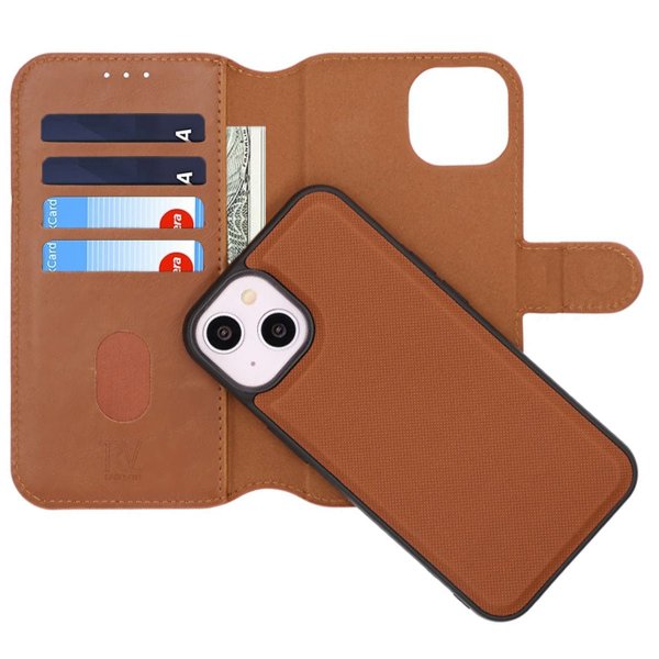 Rvelon iPhone 13/iPhone 14 Fodral Magnetiskt Avtagbart Skal Brun