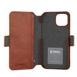 Krusell iPhone 14 Fodral Leather PhoneWallet Cognac