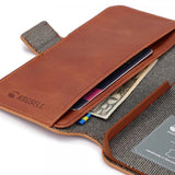 Krusell iPhone 14 Fodral Leather PhoneWallet Cognac