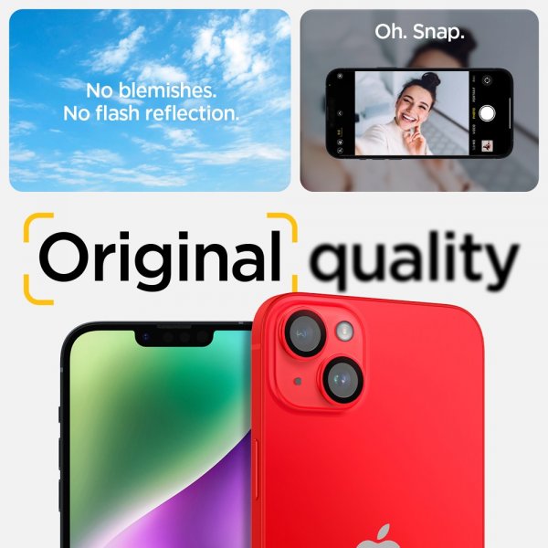 Spigen iPhone 14/iPhone 14 Plus Kameraskydd GLAS.tR EZ Fit Optik Pro Röd 2-pack