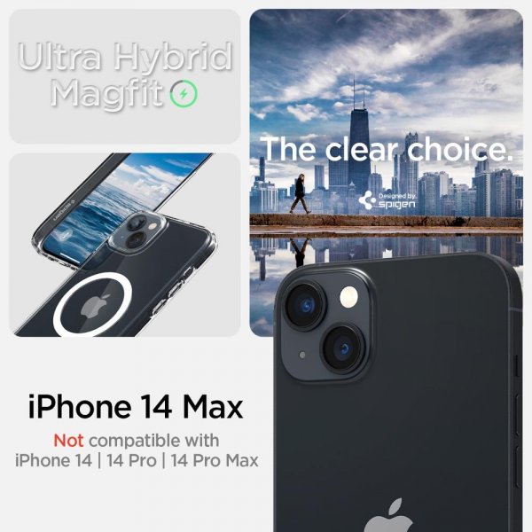 Spigen iPhone 14 Plus Skal Crystal Hybrid MagFit Vit