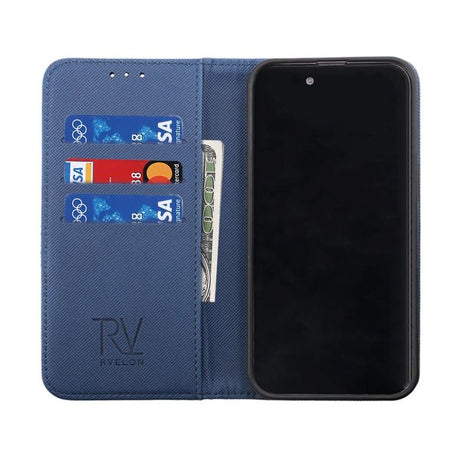 Rvelon iPhone 14 Fodral Utfällbart Kortfack Blå