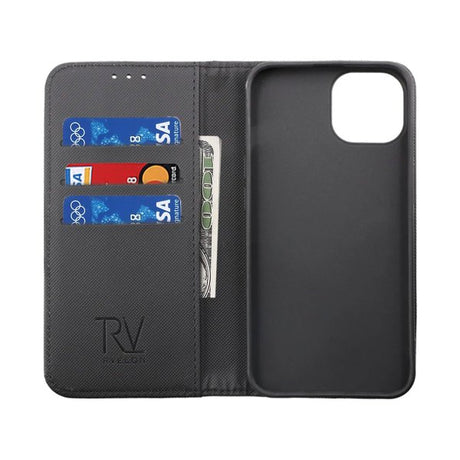 Rvelon iPhone 14 Fodral Utfällbart Kortfack Svart