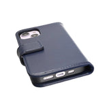 Rvelon iPhone 14 Fodral Äkta läder Kortfack Blå