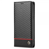 Lc.Imeeke iPhone 14 Plus Fodral Kolfibertextur Röd Stripe Horizontal